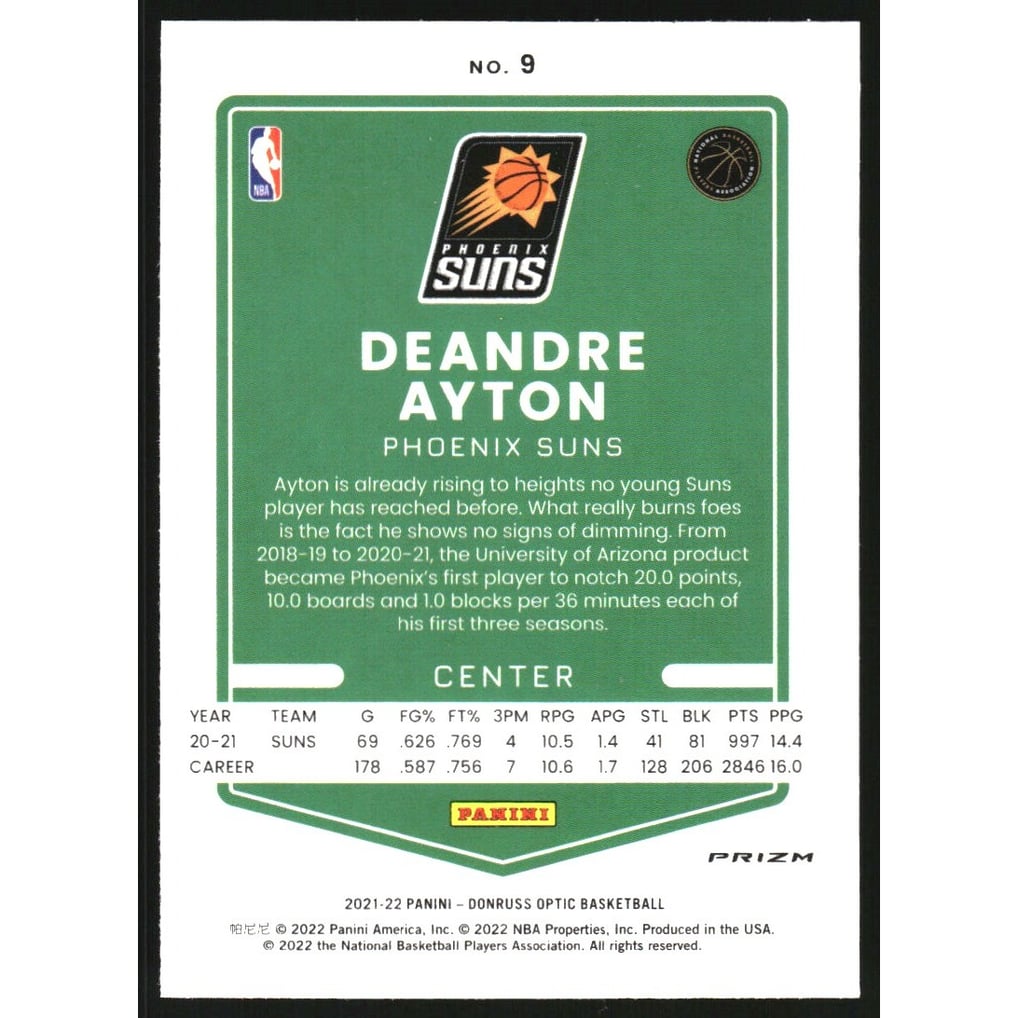 2021-22 Donruss Optic Choice Red and Green #9 Deandre Ayton