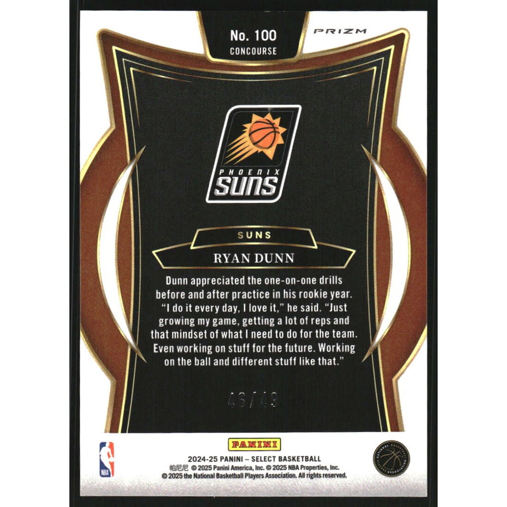 2024-25 Select Bronze Checker Prizms #100 Ryan Dunn