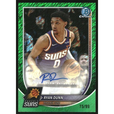 2025-26 Bowman Chrome Autographs Green Shimmer Refractors #BCARU Ryan Dunn