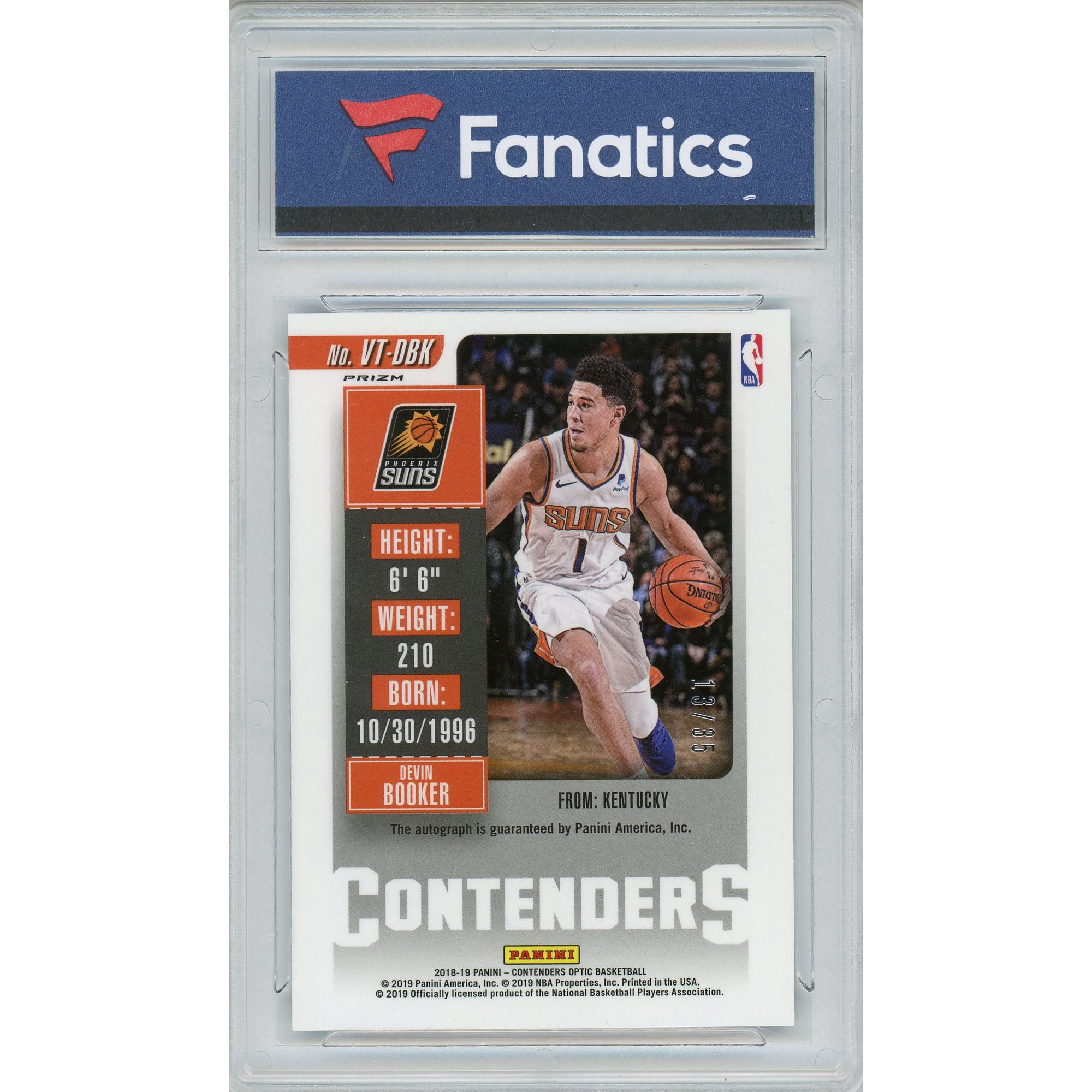 Autographed Phoenix Suns Devin Booker 2018-19 Panini Contenders