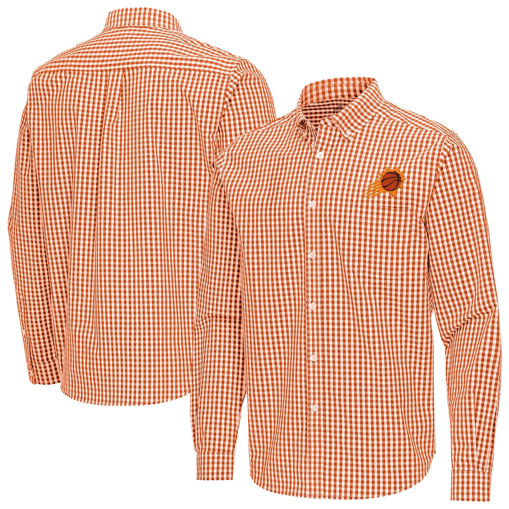 Phoenix Suns Antigua Ellis Woven Tri-Blend Button-Down Shirt - Burnt Orange
