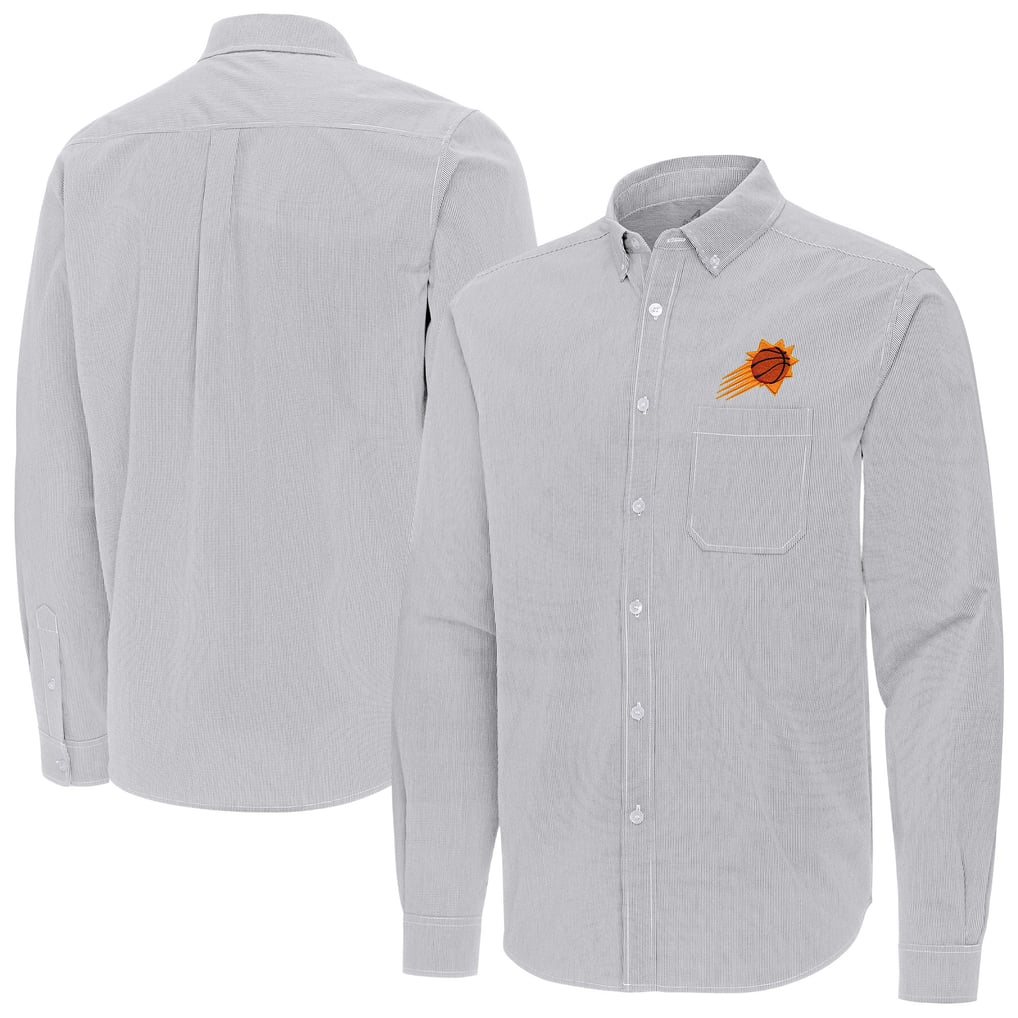Phoenix Suns Antigua Porter Woven Long Sleeve Button-Down Shirt - Gray