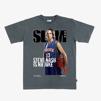 Steve Nash Phoenix Suns SLAM Hardwood Classics Cover Tee - Charcoal