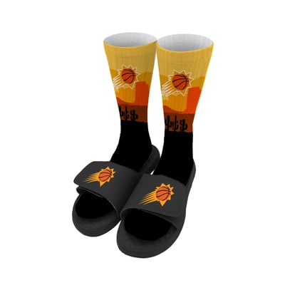 Phoenix Suns ISlide Unisex Desert Slide & Sock Bundle - Black