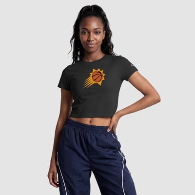  Phoenix Suns Champion Women's Primary Logo Cropped T-Shirt - Black
