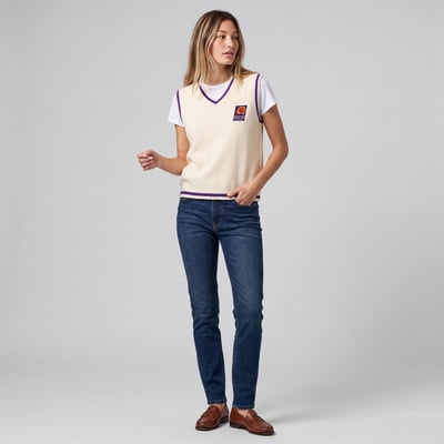 Phoenix Suns Mitchell & Ness Women's Retro Roots V-Neck Sweater Vest - Cream
