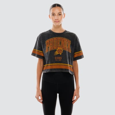  Phoenix Suns New Era Women's Cropped Boxy Mineral Wash T-Shirt - Black