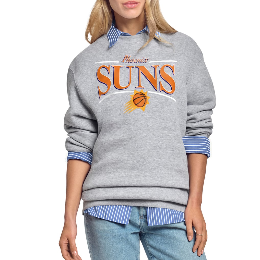 Phoenix Suns Starter Women's Arch Stripe Fleece Crewneck Sweatshirt - Gray
