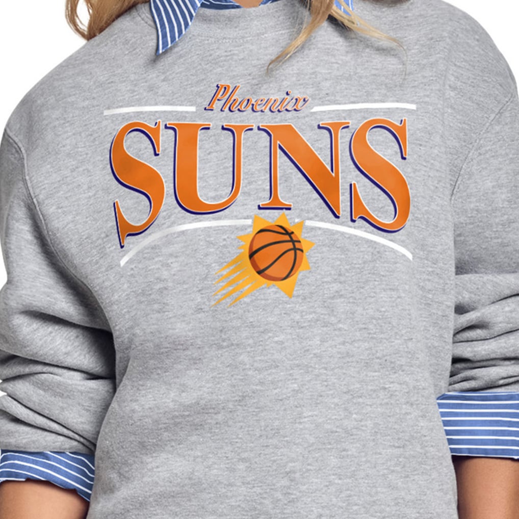 Phoenix Suns Starter Women's Arch Stripe Fleece Crewneck Sweatshirt - Gray
