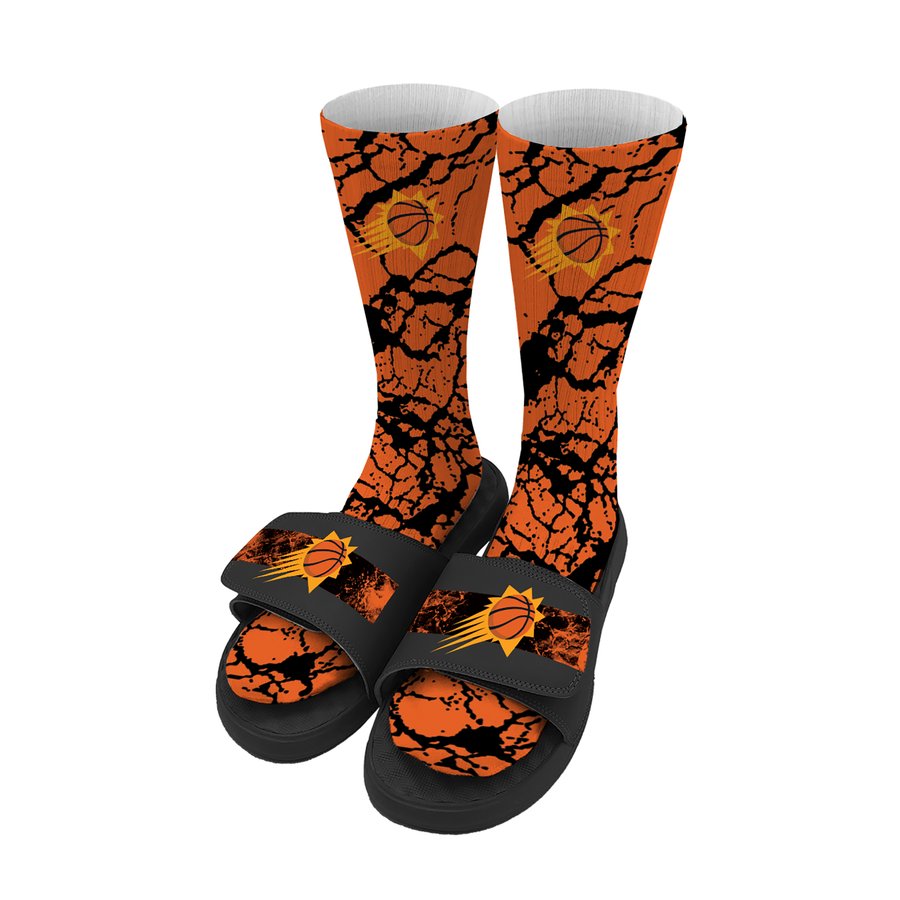 Youth Phoenix Suns ISlide Distressed Socks & Slide Sandals Bundle