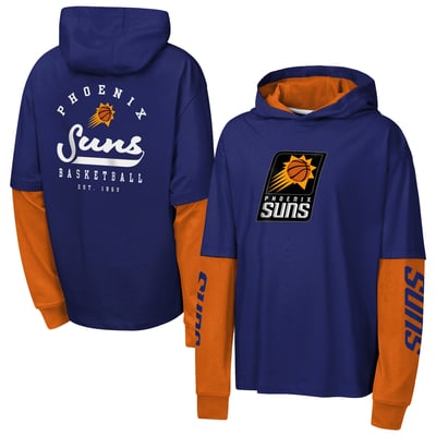 Phoenix Suns Outerstuff Youth Double Nickel Oversized Faux 2fer Hooded T-Shirt - Purple
