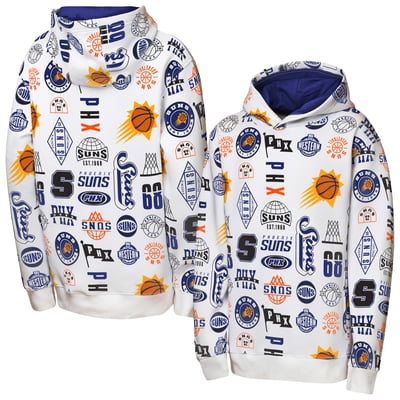 Phoenix Suns Outerstuff Youth 3-and-D Allover Hoodie - White