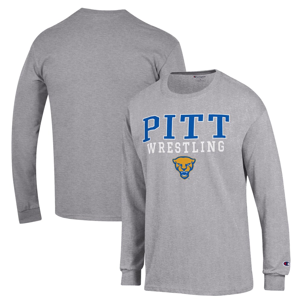 Pitt Panthers Champion Wrestling Stack Logo Long Sleeve T-Shirt - Gray