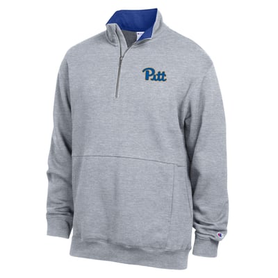  Pitt Panthers Champion Fleece Quarter-Zip Pullover - Heather Gray