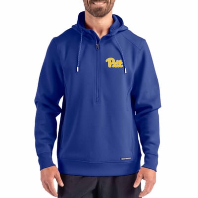  Pitt Panthers Cutter & Buck Roam Recycled Buttery Soft Knit Half-Zip Hoodie - Royal