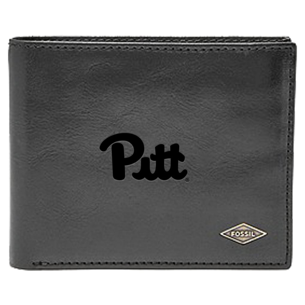 Pitt Panthers Fossil Leather Ryan RFID Flip ID Bifold Wallet - Black