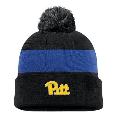 Pitt Panthers Nike Primetime Logo Stripe Knit Hat with Pom - Black