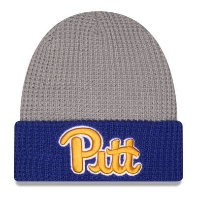 Pitt Panthers New Era Unisex Cuffed Waffle Knit Hat - Gray/Royal