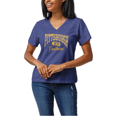  Pitt Panthers League Collegiate Wear Women's Intramural Boyfriend V-Neck T-Shirt - Heather Royal