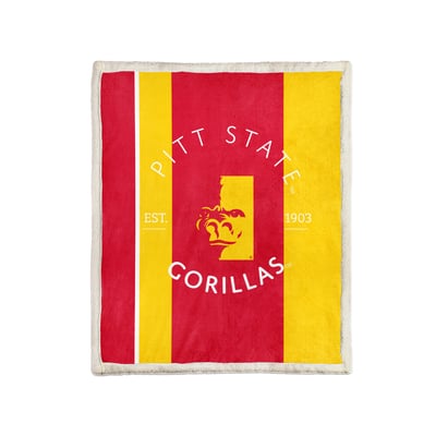 Pittsburg State Gorillas Pegasus Block Stripe 50" x 60" Ultra Cozy Sherpa Blanket
