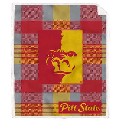 Pittsburg State Gorillas Pegasus Bold Plaid Steel 50" x 60" Ultra Cozy Sherpa Blanket