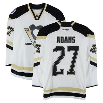 Craig Adams Pittsburgh Penguins Fanatics Authentic Practice-Used #27 White Jersey vs. Chicago Blackhawks on March 1, 2014 - Worn During Warm-Ups
