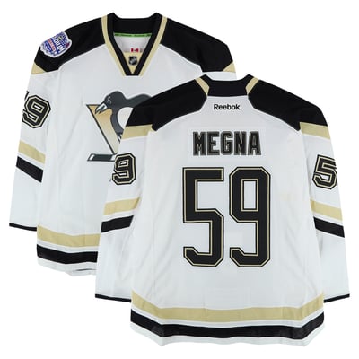 Jayson Megna Pittsburgh Penguins Fanatics Authentic Player-Issued #59 White Jersey vs. Chicago Blackhawks on March 1, 2014 