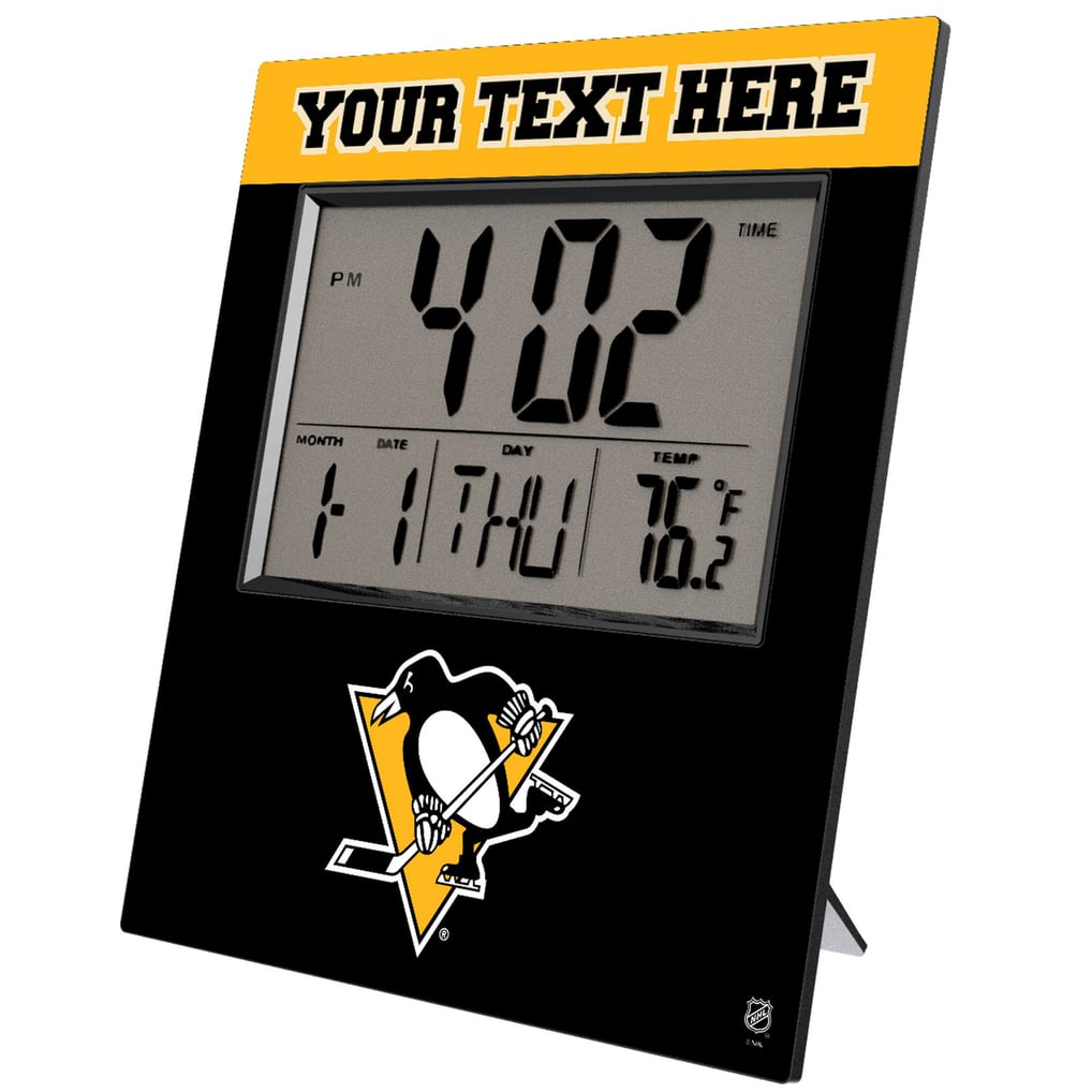Keyscaper Pittsburgh Penguins Color Block Personalized Digital Desk Clock