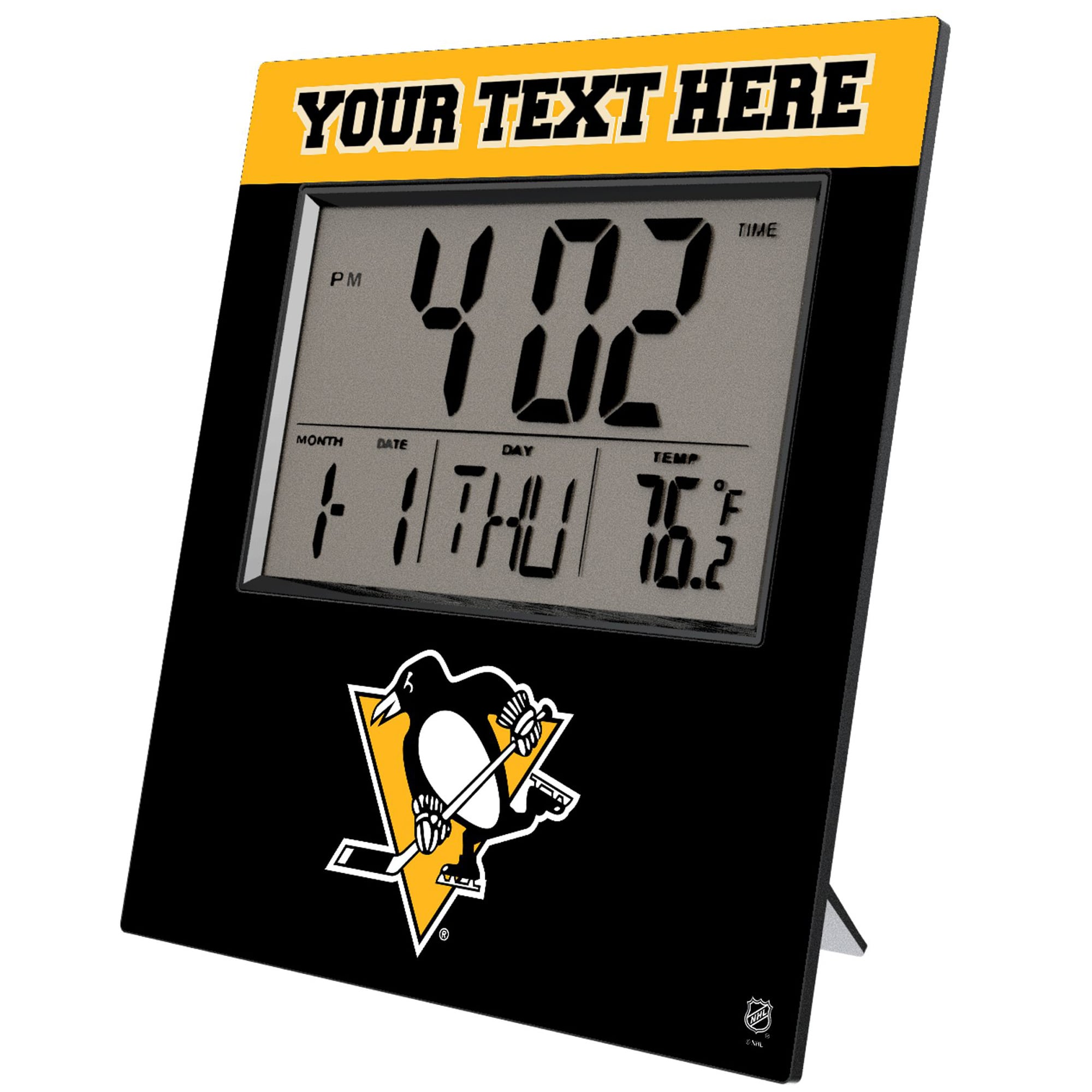 Keyscaper Pittsburgh Penguins Color Block Personalized Digital Desk Clock