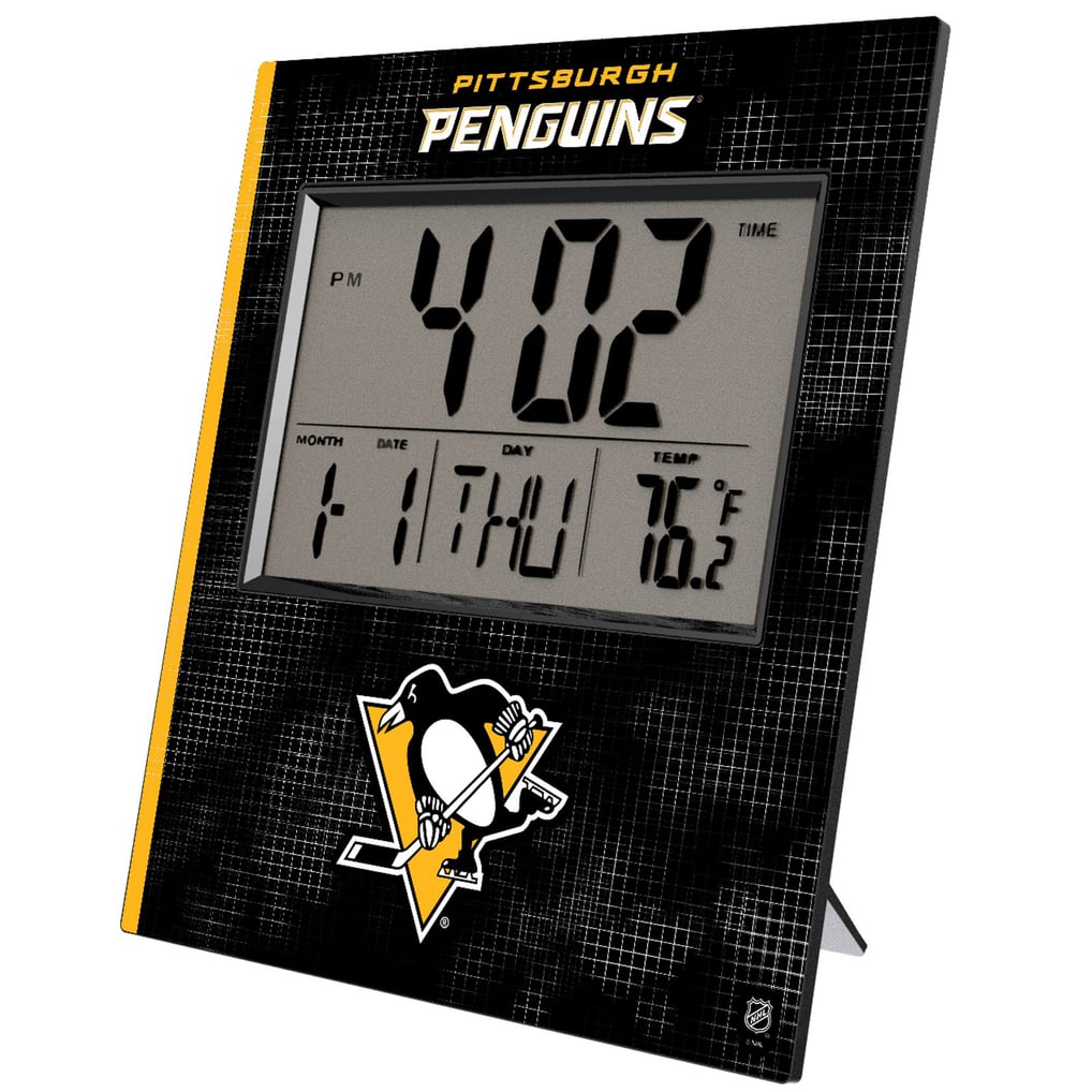 Pittsburgh Penguins Keyscaper Cross Hatch Digital Desk Clock