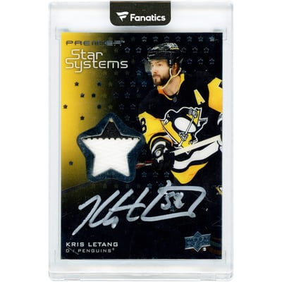 Kris Letang Pittsburgh Penguins Autographed 2021-22 Upper Deck Premier Star Systems Game Used Dual-Color Relic Silver Ink #SS-KL #14/49 Card