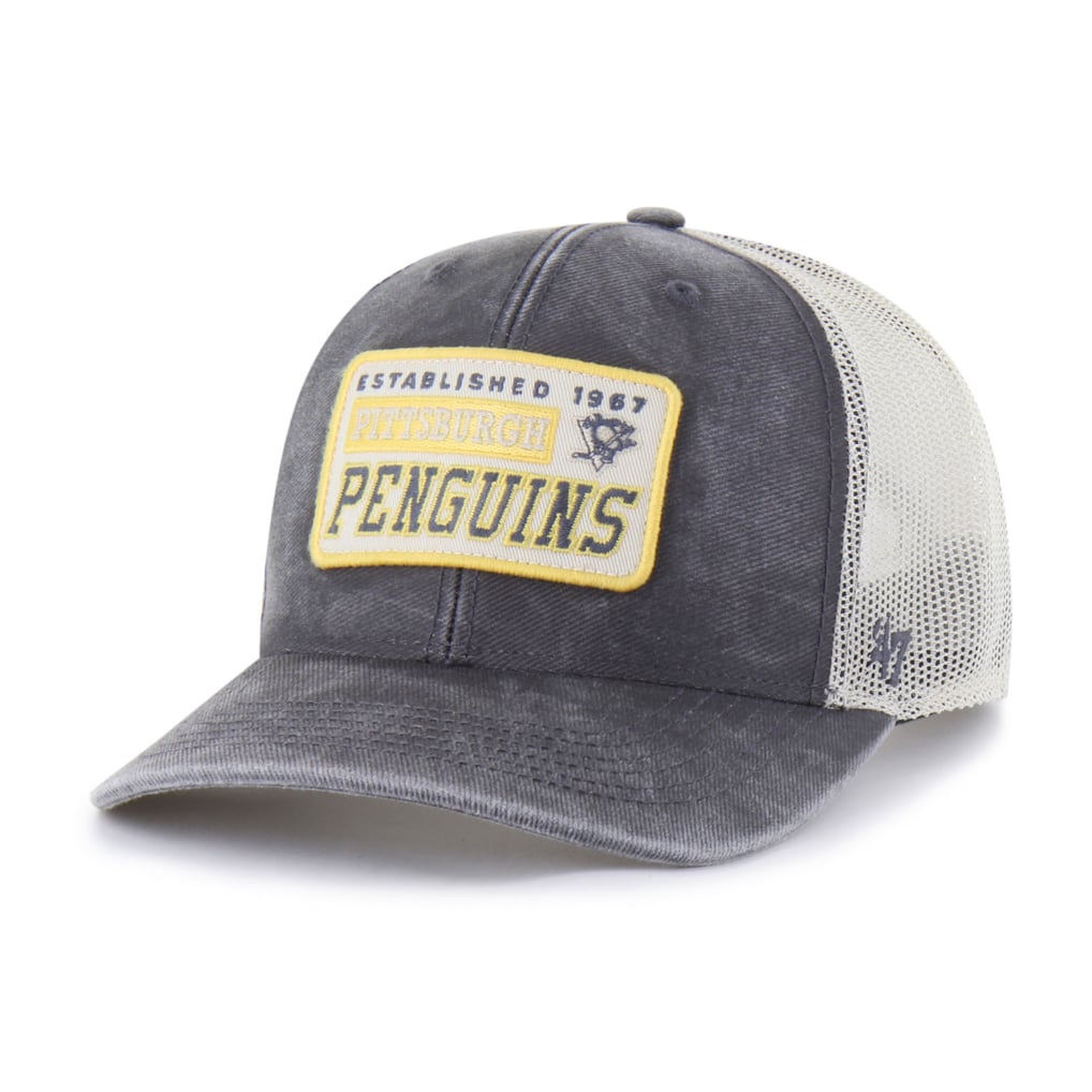Pittsburgh Penguins '47 Canteen Pigment Dyed Patch Trucker Adjustable Hat - Charcoal