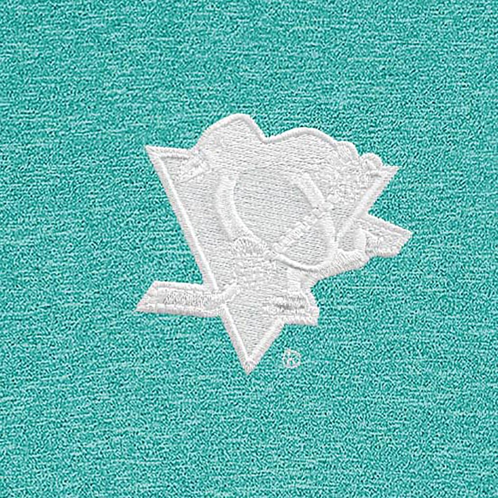  Pittsburgh Penguins Antigua White Logo Hunk Quarter-Zip Pullover - Heather Aqua