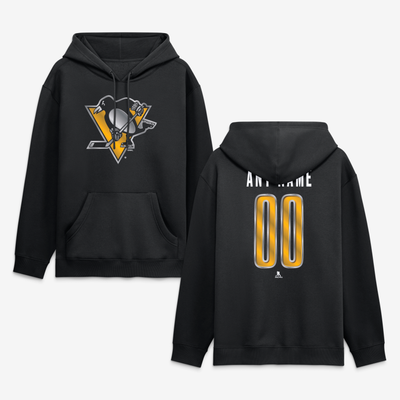 Pittsburgh Penguins Big & Tall Forged Mascot Personalized Name & Number Hoodie - Black