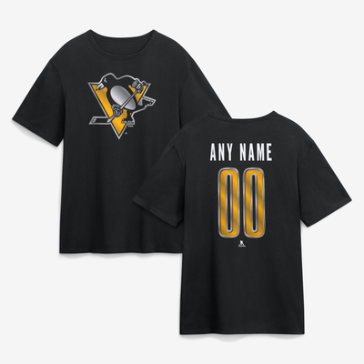 Pittsburgh Penguins Big & Tall Forged Mascot Personalized Name & Number T-Shirt - Black