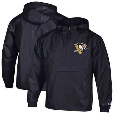  Pittsburgh Penguins Champion Packable Windbreaker Half-Zip Jacket - Black
