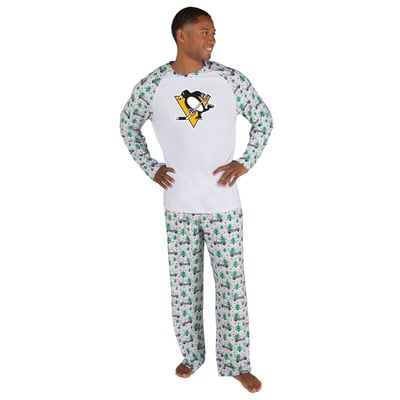 Pittsburgh Penguins Concepts Sport Frostbite Holiday Pajama Set - White
