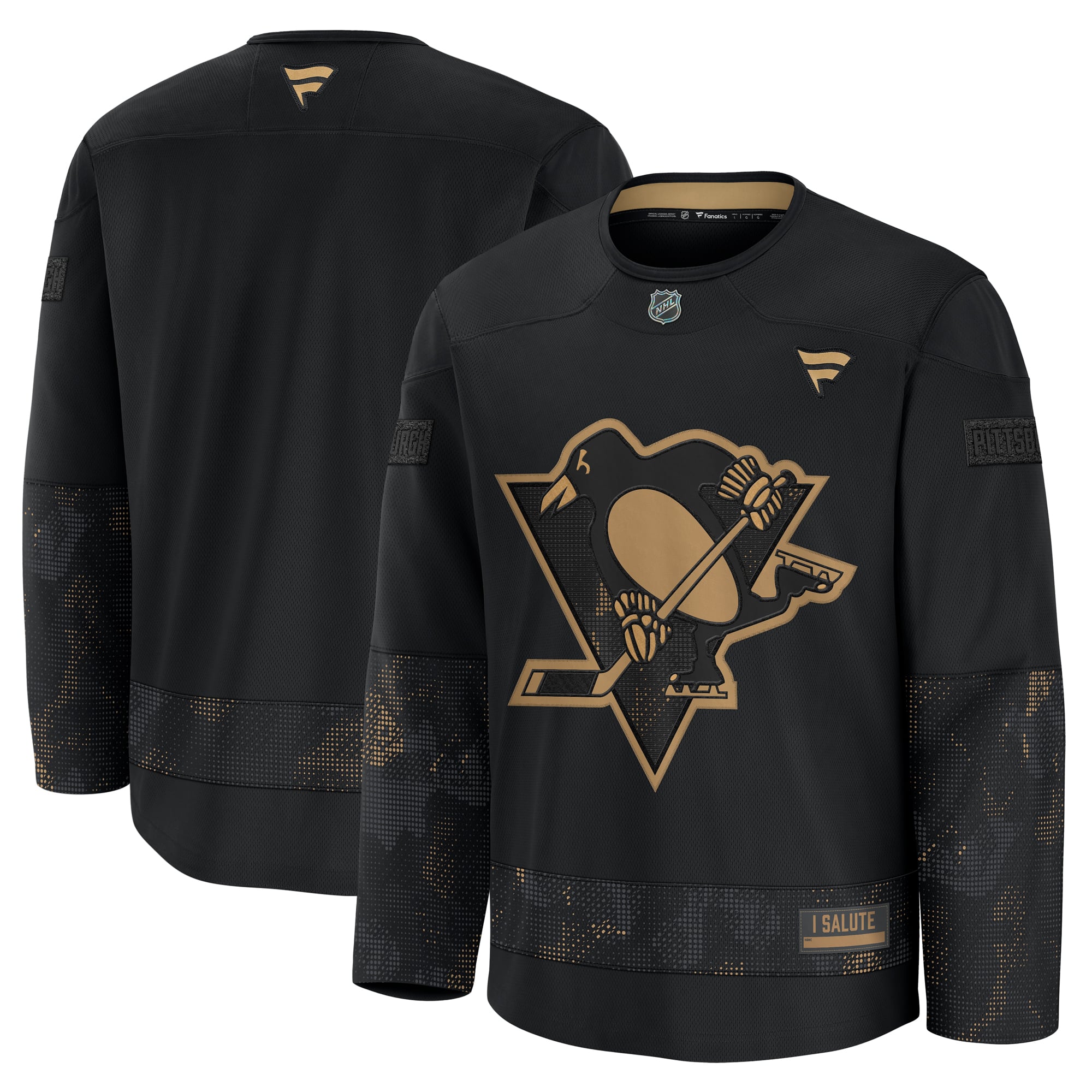 Men's Pittsburgh Penguins Fanatics Black Military Appreciation Practice ...