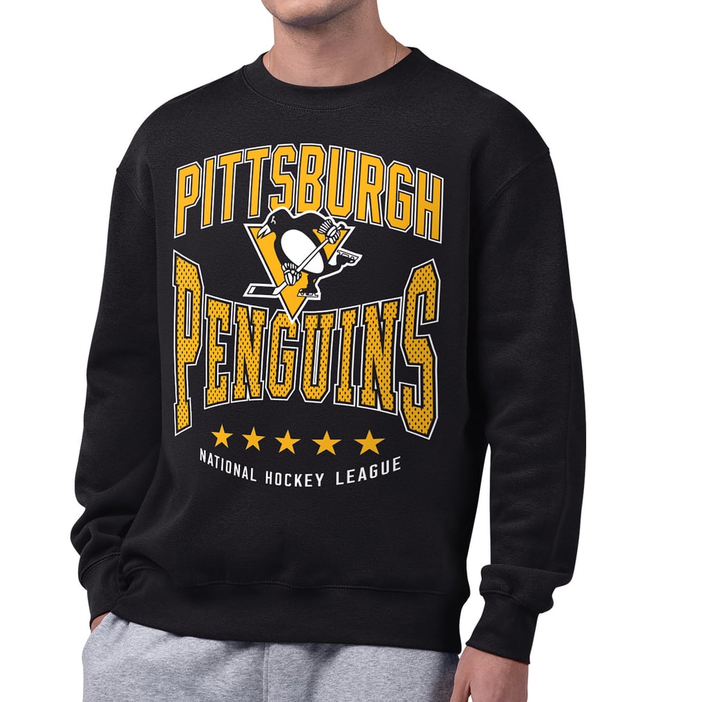 Pittsburgh Penguins Starter Center Squeeze Tri-Blend Fleece Sweatshirt - Black