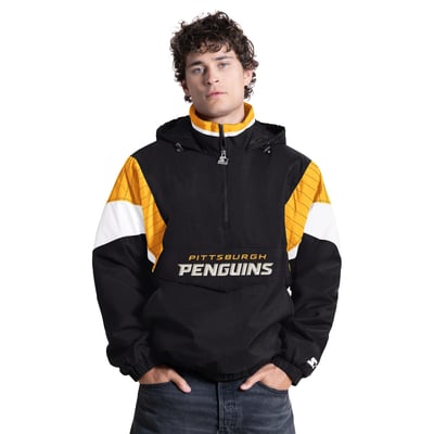 Pittsburgh Penguins Starter Half-Zip Hooded Jacket - Black