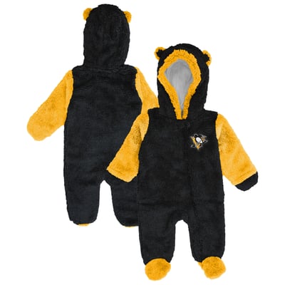 Pittsburgh Penguins Outerstuff Newborn & Infant Stay Napping Fleece Bunting Full-Zip Sleeper - Black
