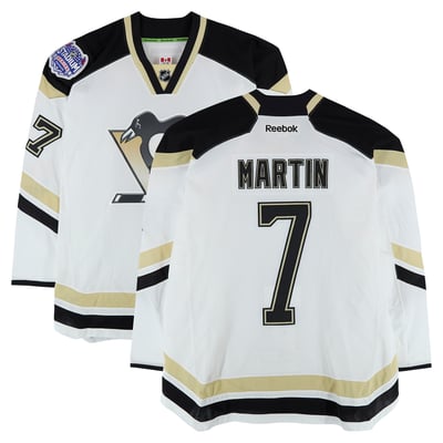 Paul Martin Pittsburgh Penguins Fanatics Authentic Player-Issued #7 White Jersey vs. Chicago Blackhawks on March 1, 2014 