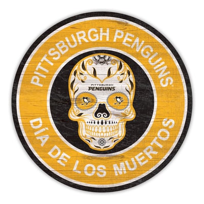Pittsburgh Penguins 12" Sugar Skull Circle Sign