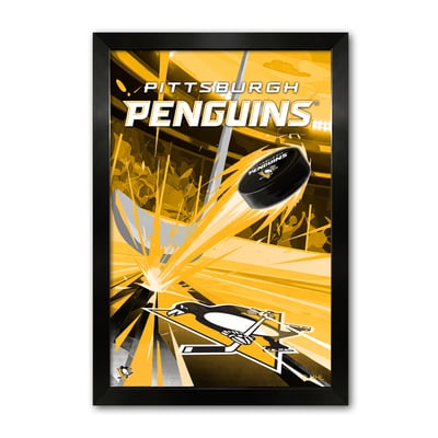 Pittsburgh Penguins 27" x 39" Framed Hockey Puck Blast Art Print