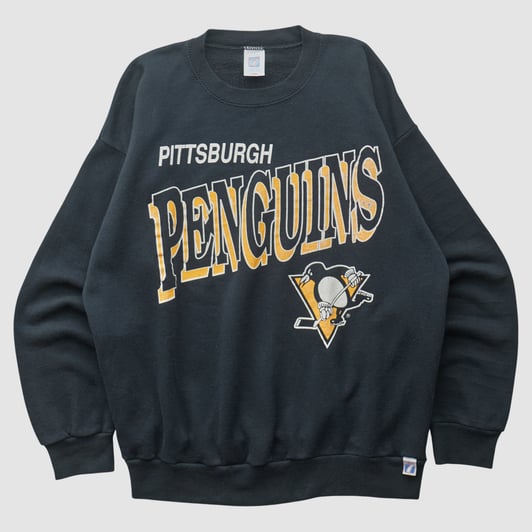 Pittsburgh Penguins Logo 7 90s Pullover Sweatshirt - Black - S by Fanatics Real Vintage
