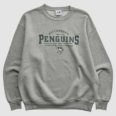 Pittsburgh Penguins Majestic 2010s Pullover Sweatshirt - Heather Gray - L by Fanatics Real Vintage