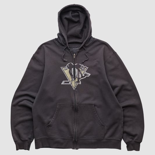 Pittsburgh Penguins Reebok 2000s Hooded Full Zip Sweatshirt - Black - S by Fanatics Real Vintage