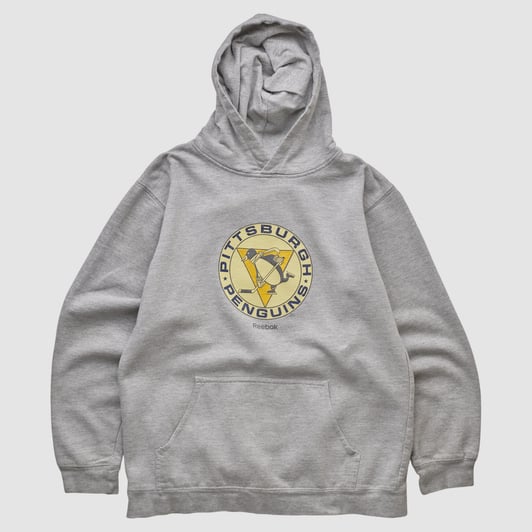 Pittsburgh Penguins Reebok 2000s Hooded Pullover Sweatshirt - Heather Gray - XXS by Fanatics Real Vintage