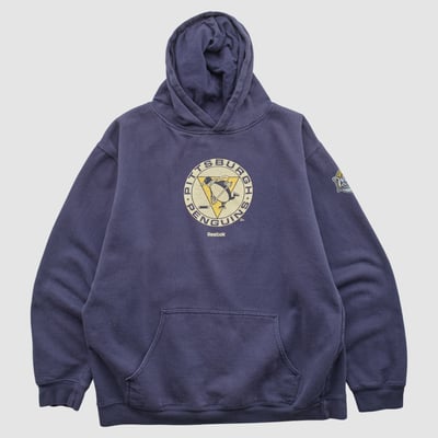Pittsburgh Penguins Reebok 2000s Hooded Pullover Sweatshirt - Navy - M by Fanatics Real Vintage