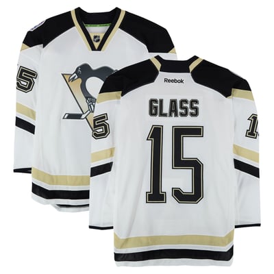 Tanner Glass Pittsburgh Penguins Fanatics Authentic Practice-Used #15 White Jersey vs. Chicago Blackhawks on March 1, 2014 - Worn During Warm-Ups